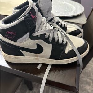 Nike Black and White Athletic Shoes with Pink Accents -Air Jordan